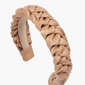 Beige Maddy braided vegan leather headband | JENNIFER BEHR